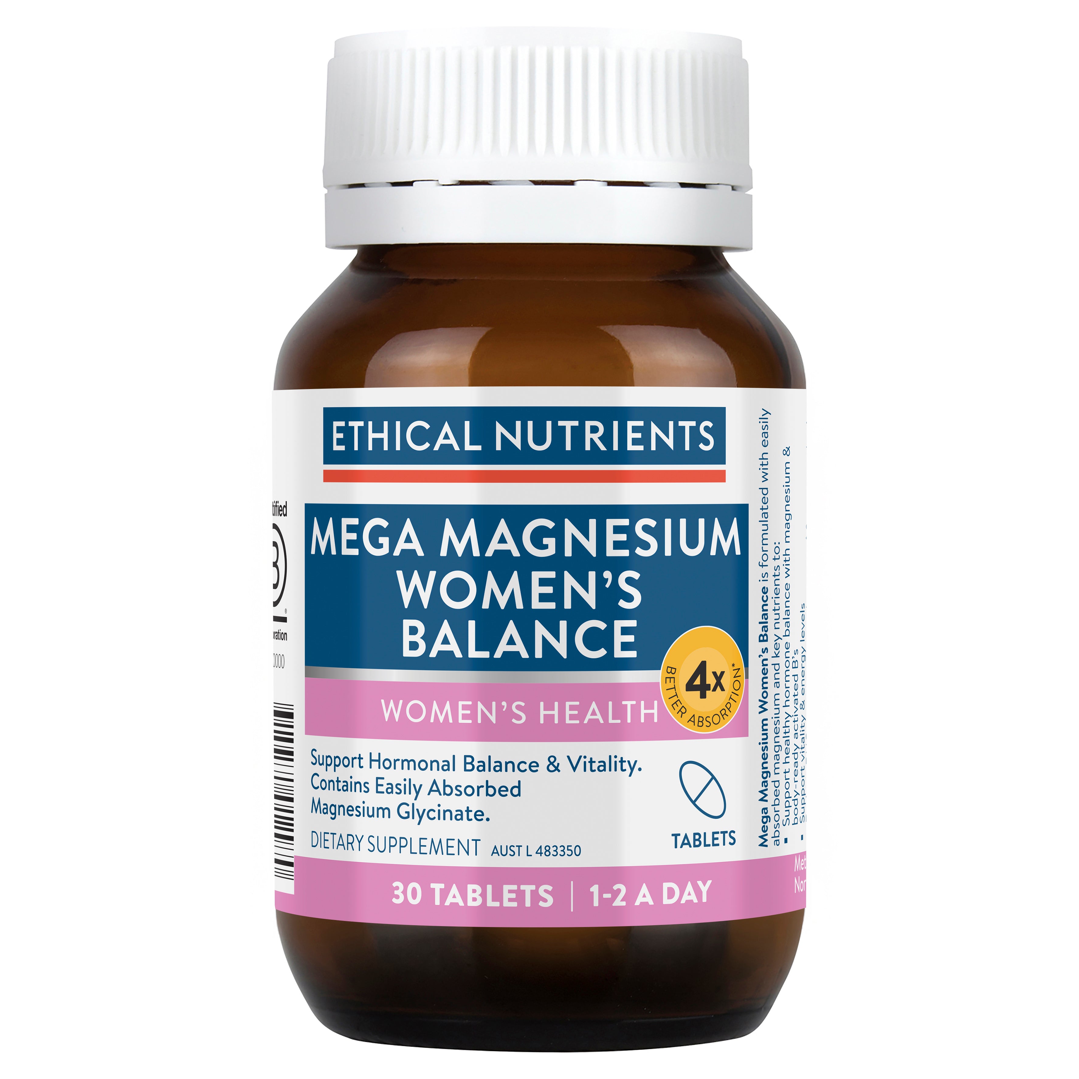 Ethical Nutrients Mega Magnesium Women's Balance 30 Tablets #size_30 tablets
