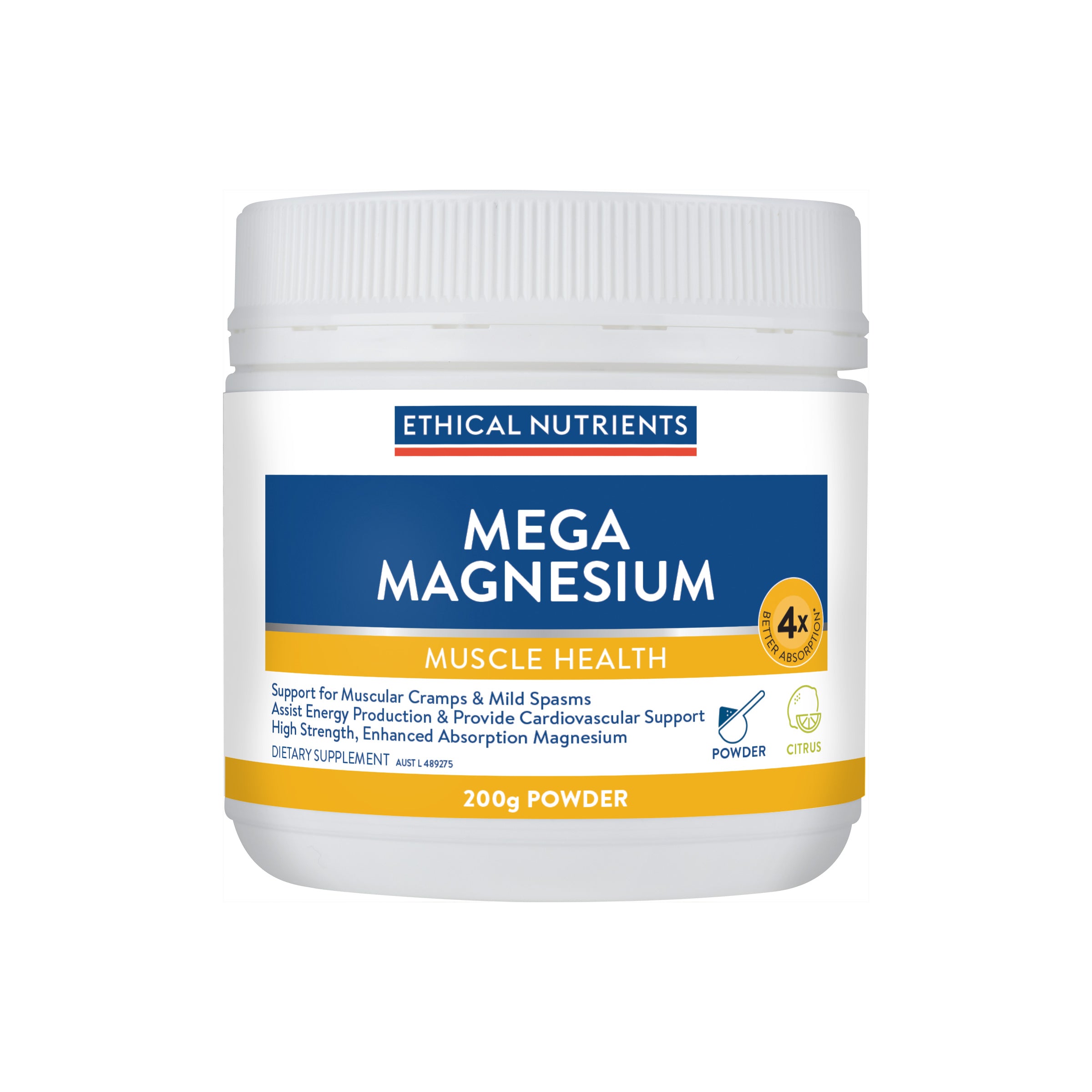 Ethical Nutrients Mega Magnesium Powder Citrus 200g #size & flavour_citrus 200g