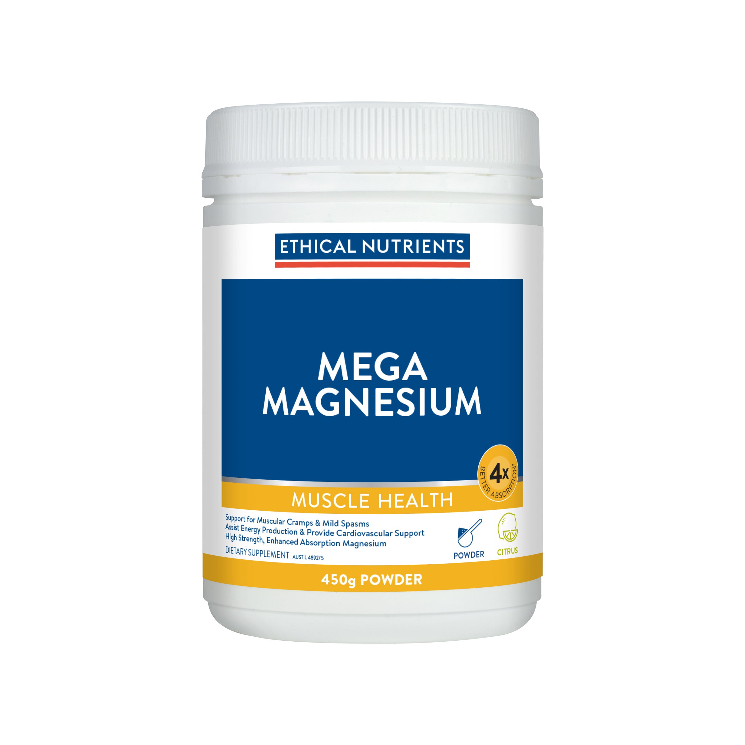 Ethical Nutrients Mega Magnesium Powder Citrus 450g #size & flavour_citrus 450g