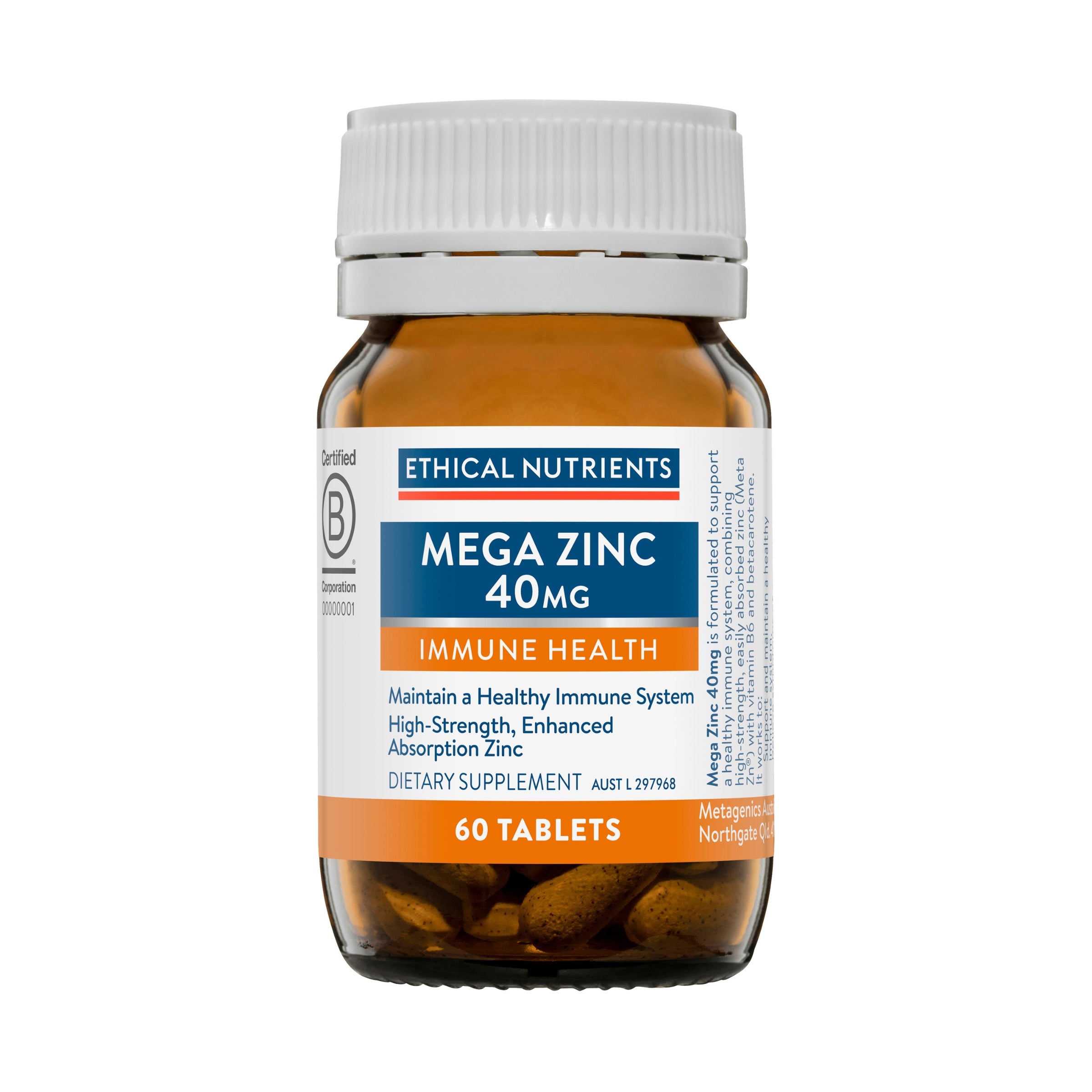 Ethical Nutrients Mega Zinc 40mg 60 Tablets #size_60 tablets
