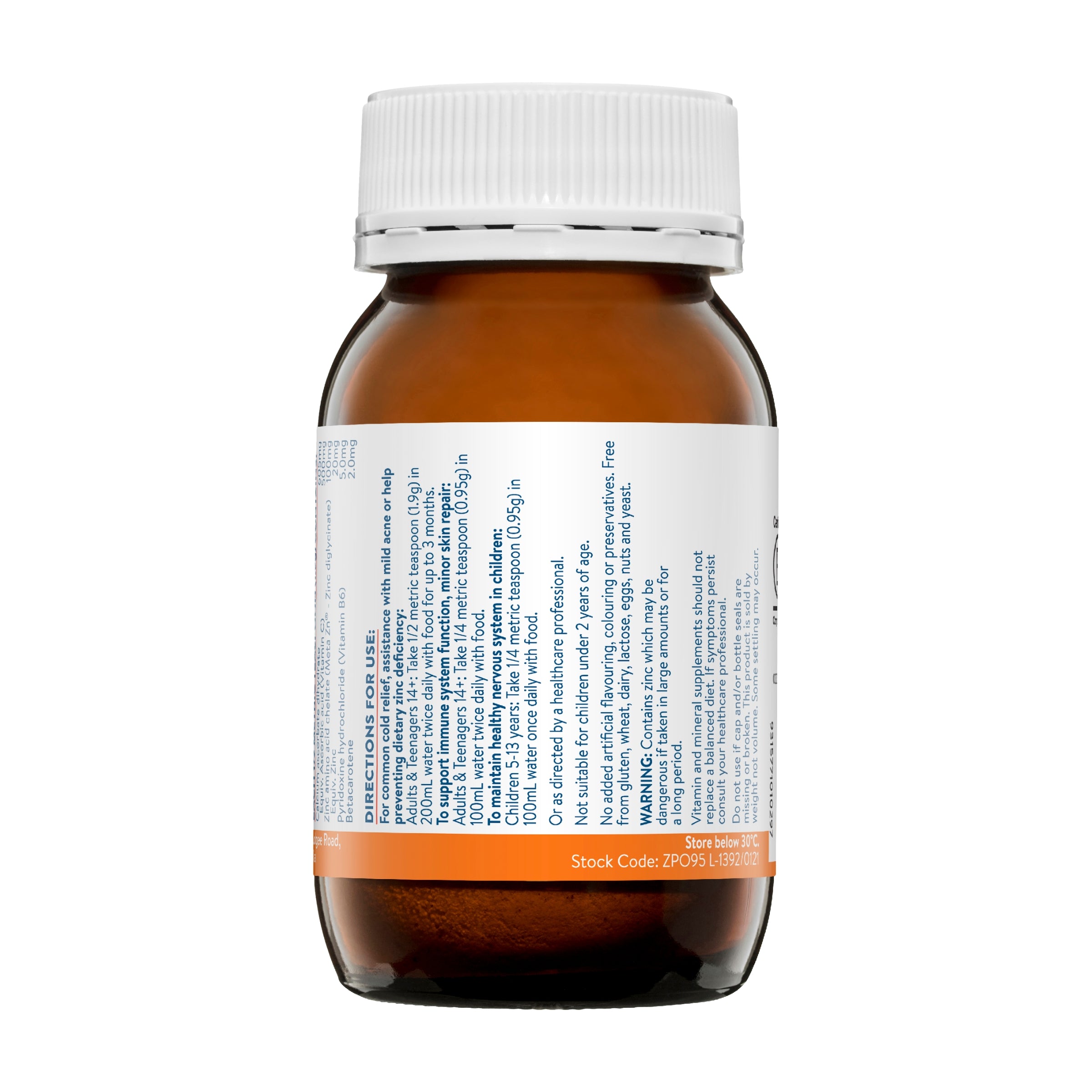 Ethical Nutrients Mega Zinc 40mg with Vitamin C Powder Orange 95g #size & flavour_orange 95g
