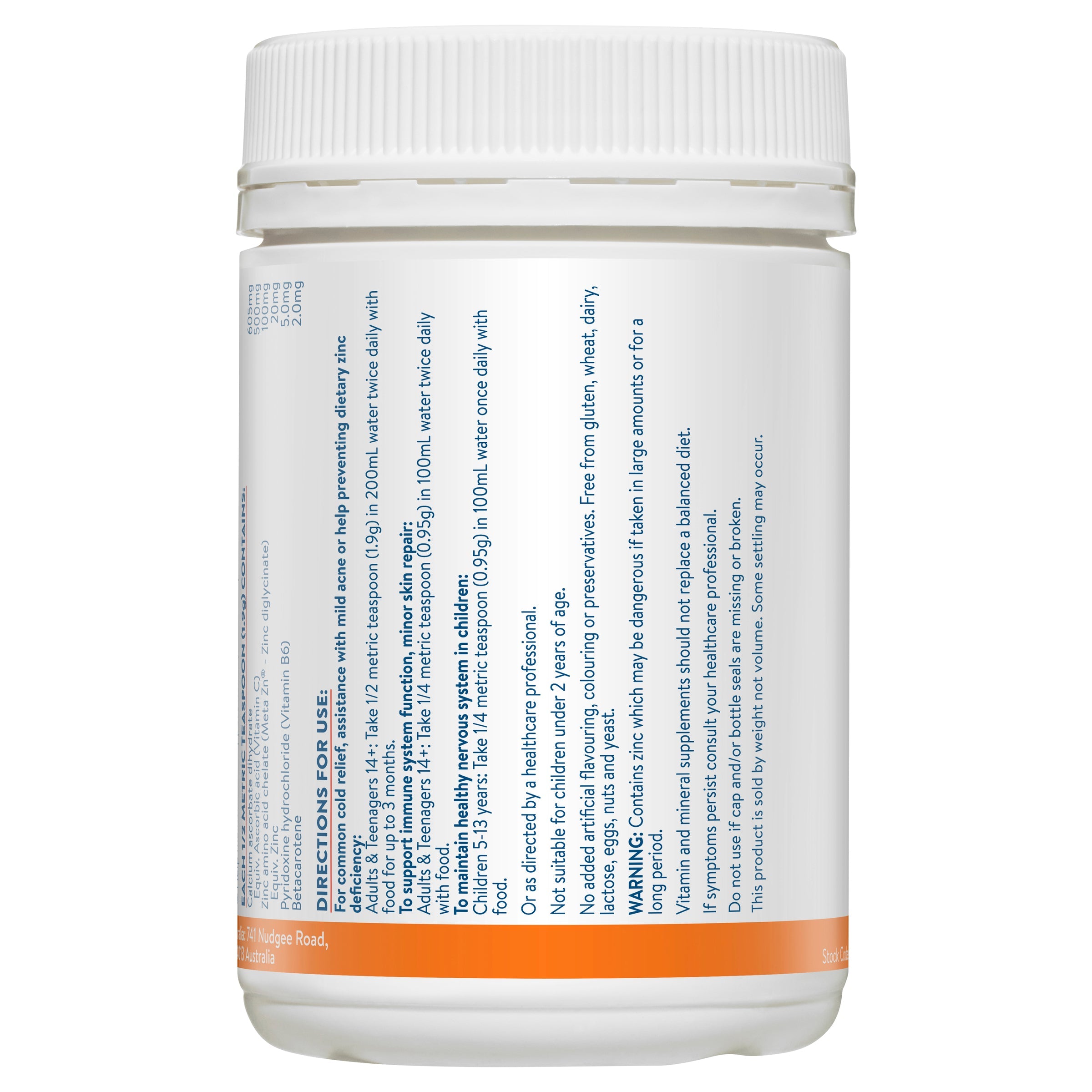 Ethical Nutrients Mega Zinc 40mg with Vitamin C Powder Raspberry 190g #size & flavour_raspberry 190g