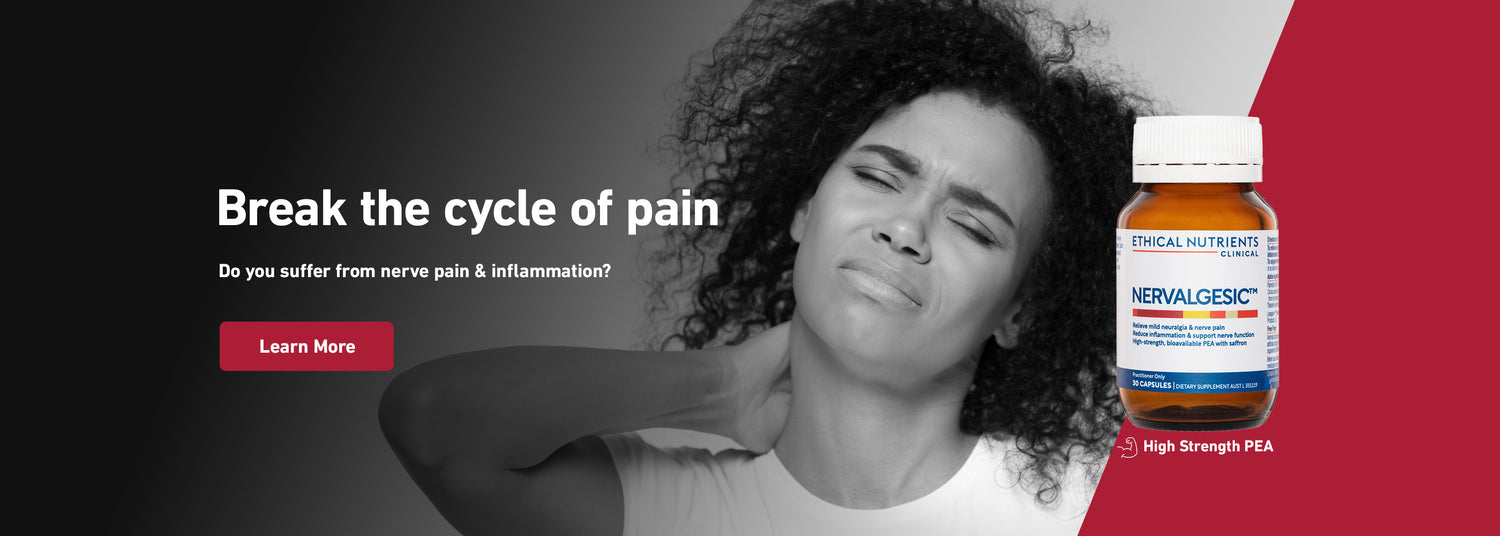 Break the cycle of pain. Do you suffer from nerve pain and inflammation? | Ethical Nutrients Clinical Nervalgesic | Learn more