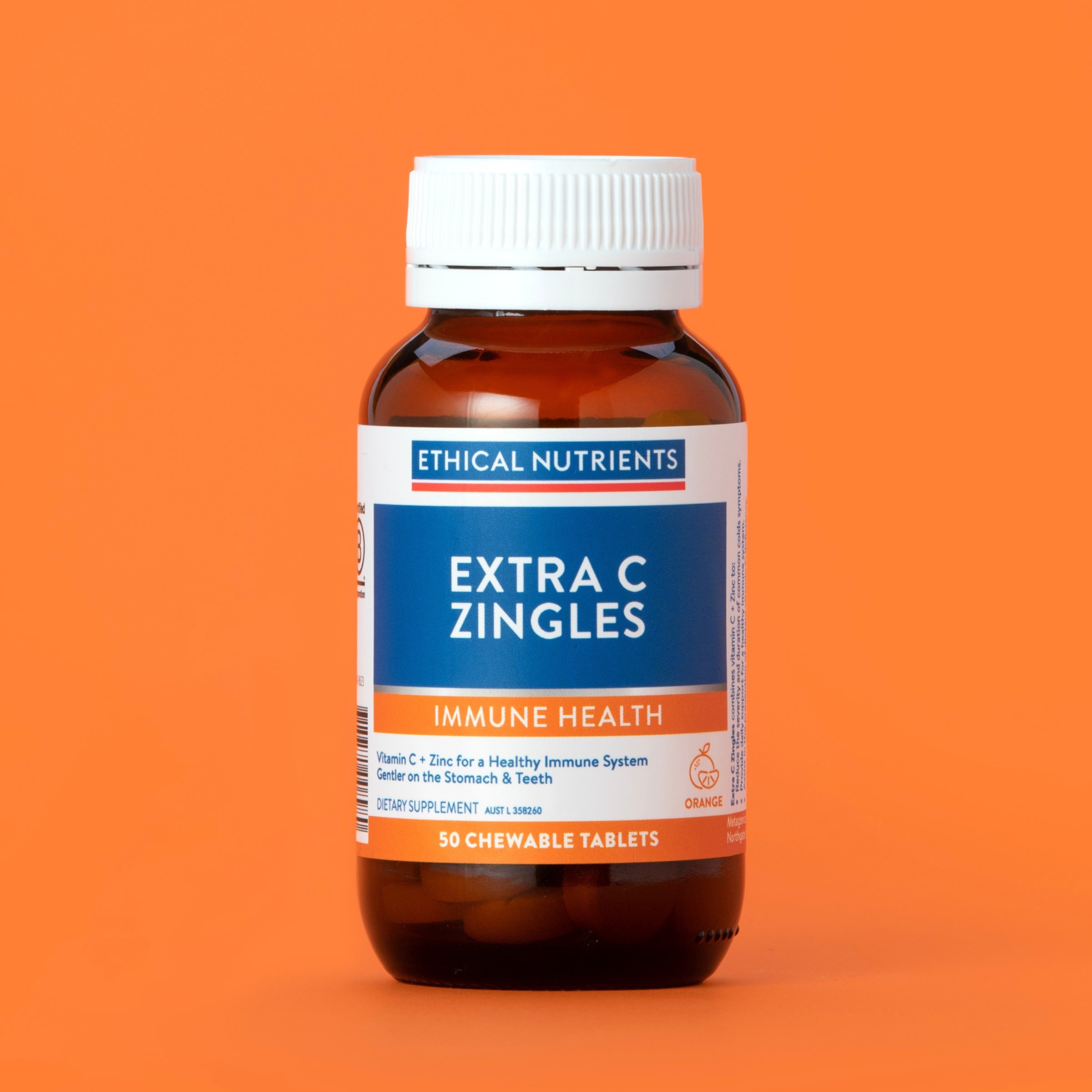 Ethical Nutrients Extra C Zingles Orange 50 Tablets #flavour_orange