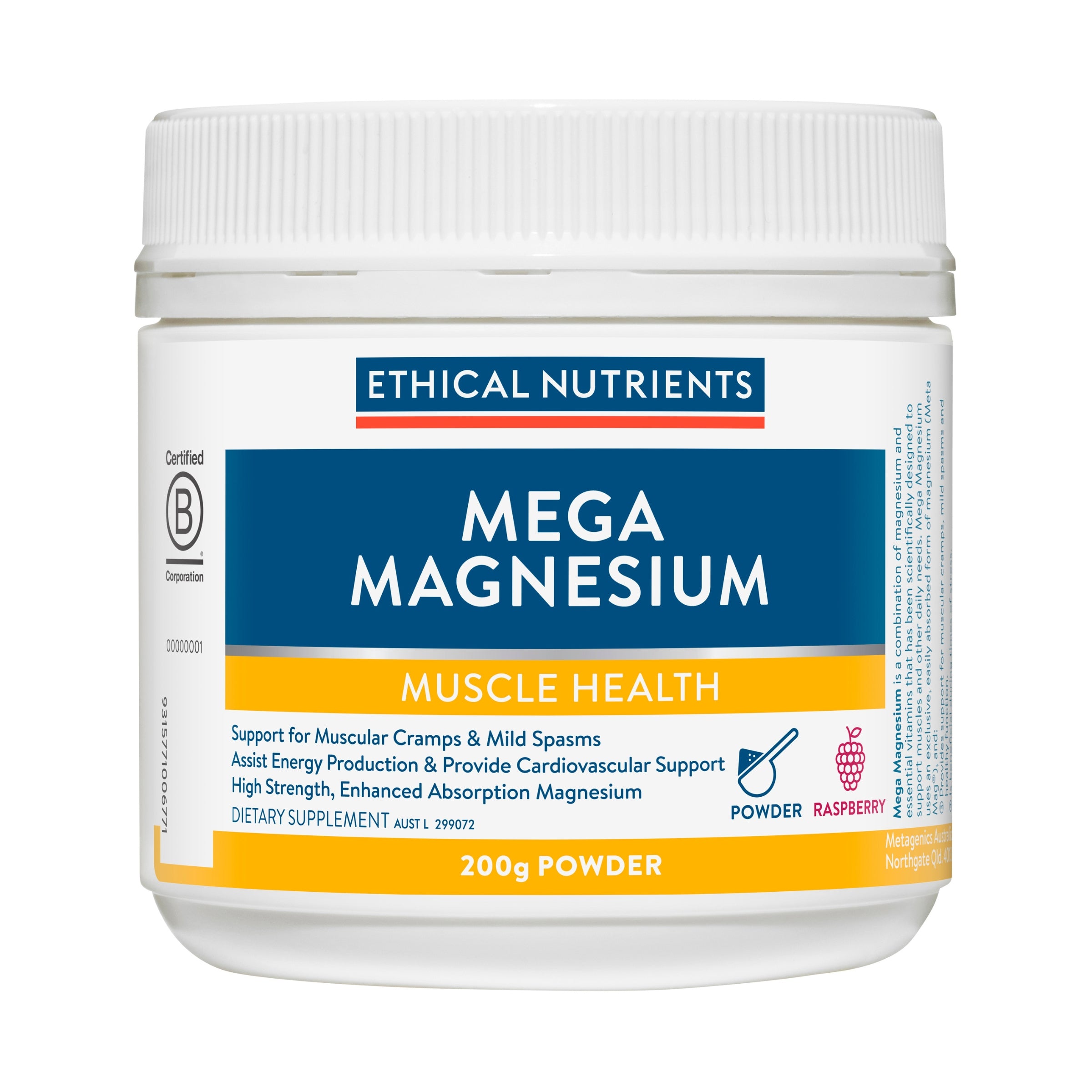Ethical Nutrients Mega Magnesium Powder Raspberry 200g #size & flavour_raspberry 200g