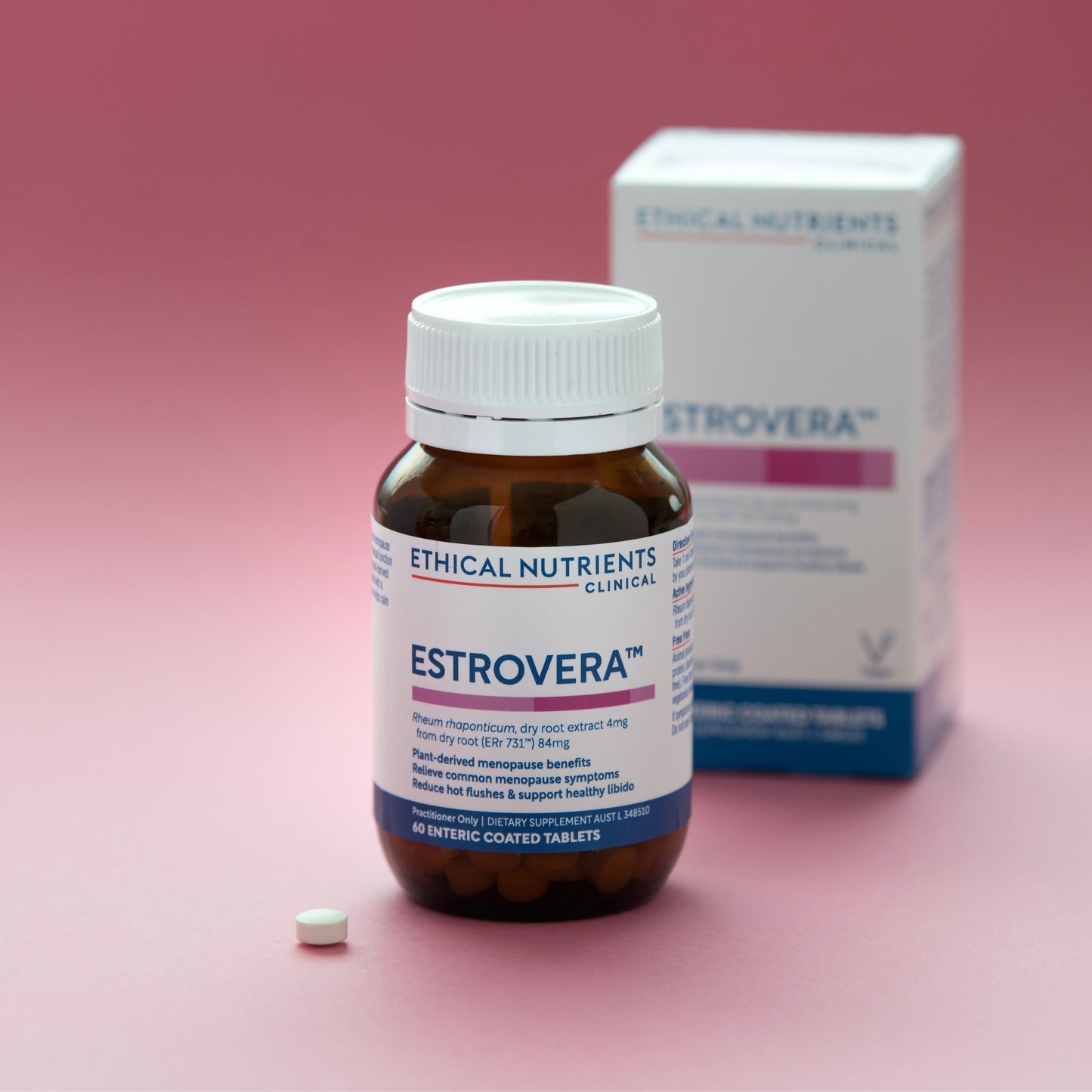 Ethical Nutrients Clinical Estrovera Bottle, Box & Tablet